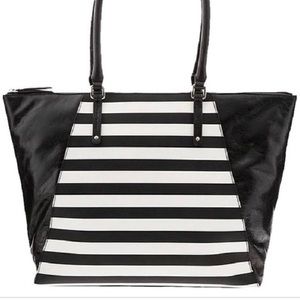 Banana Republic black and white Jess tote leather